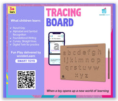 wonderLearn Wooden English and Math Tracing Board with Pencil for 3+ Year Old- Letters Alphabets Numbers Learning Writing Practice Educational Toy