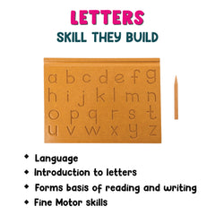 wonderLearn Wooden English and Math Tracing Board with Pencil for 3+ Year Old- Letters Alphabets Numbers Learning Writing Practice Educational Toy