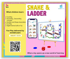 wonderLearn Snake & Ladders Board Game- Learning Counting, Ranges, Patterns for 3+ year old